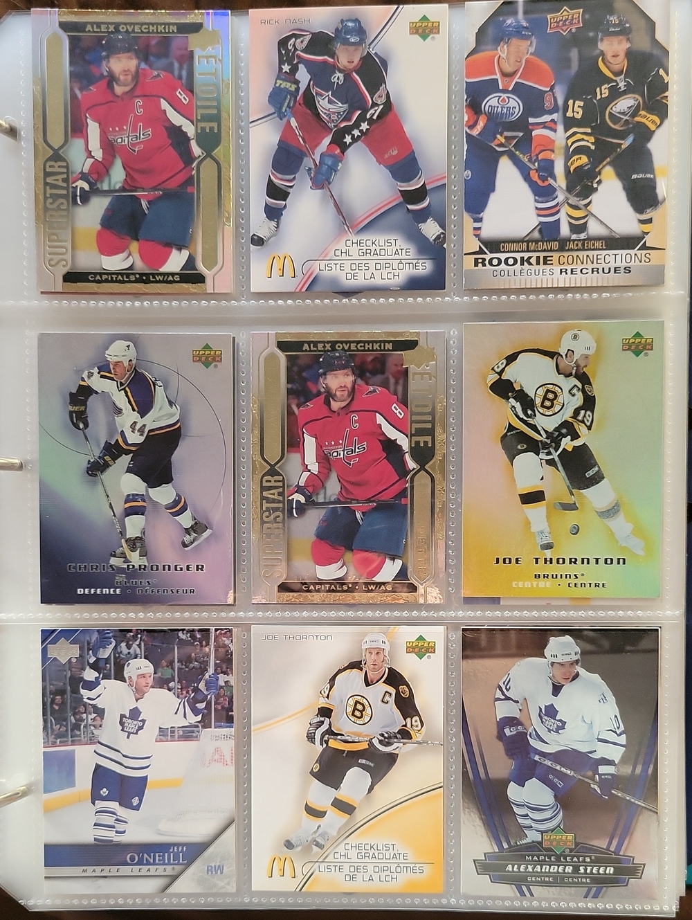 Hockey Trading Card Collector Page - Assorted NHL Players (Red, Black, White)